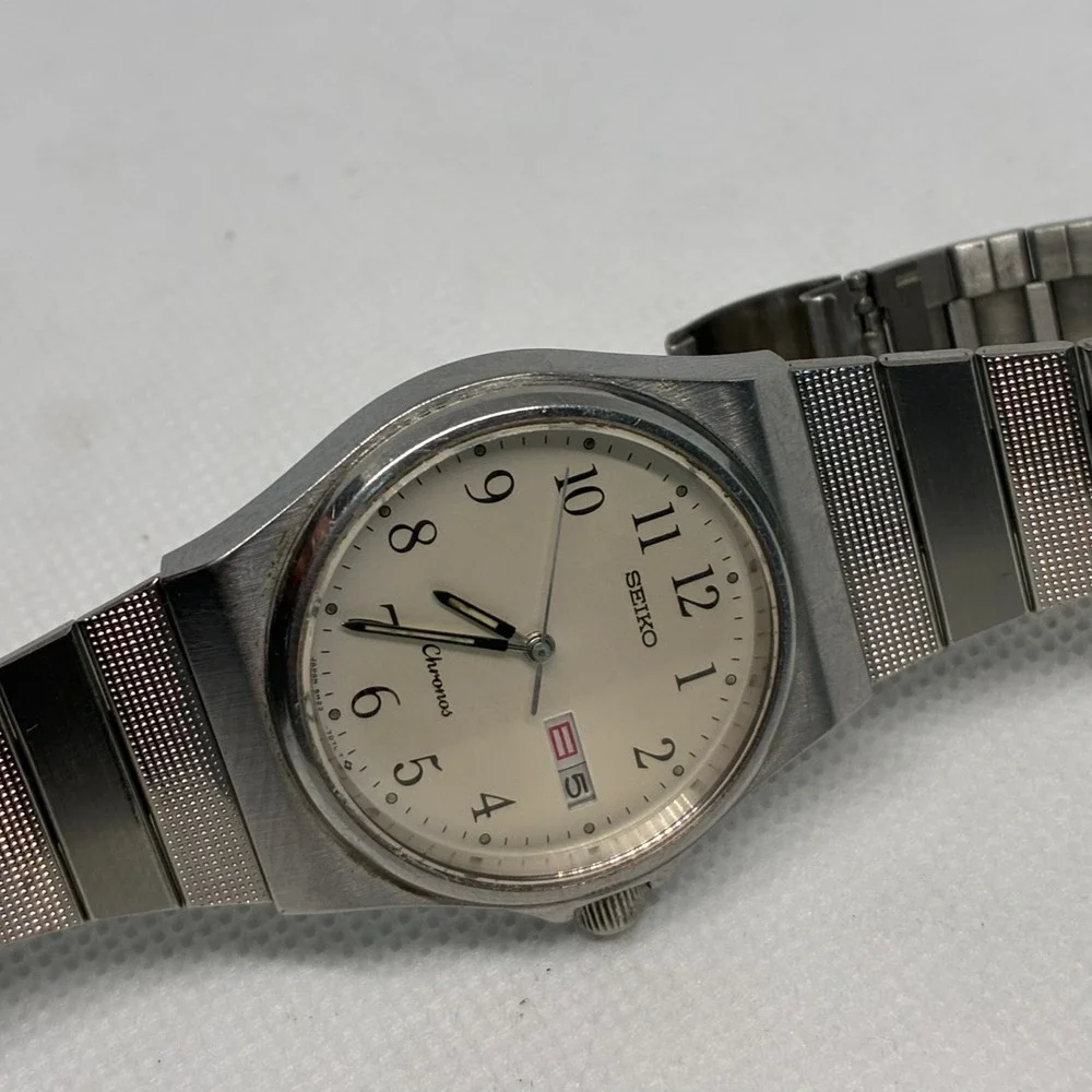 Seiko Chronos Vintage 5H23-7D20 Quartz Men's Watch Stainless Steel-WORKING!